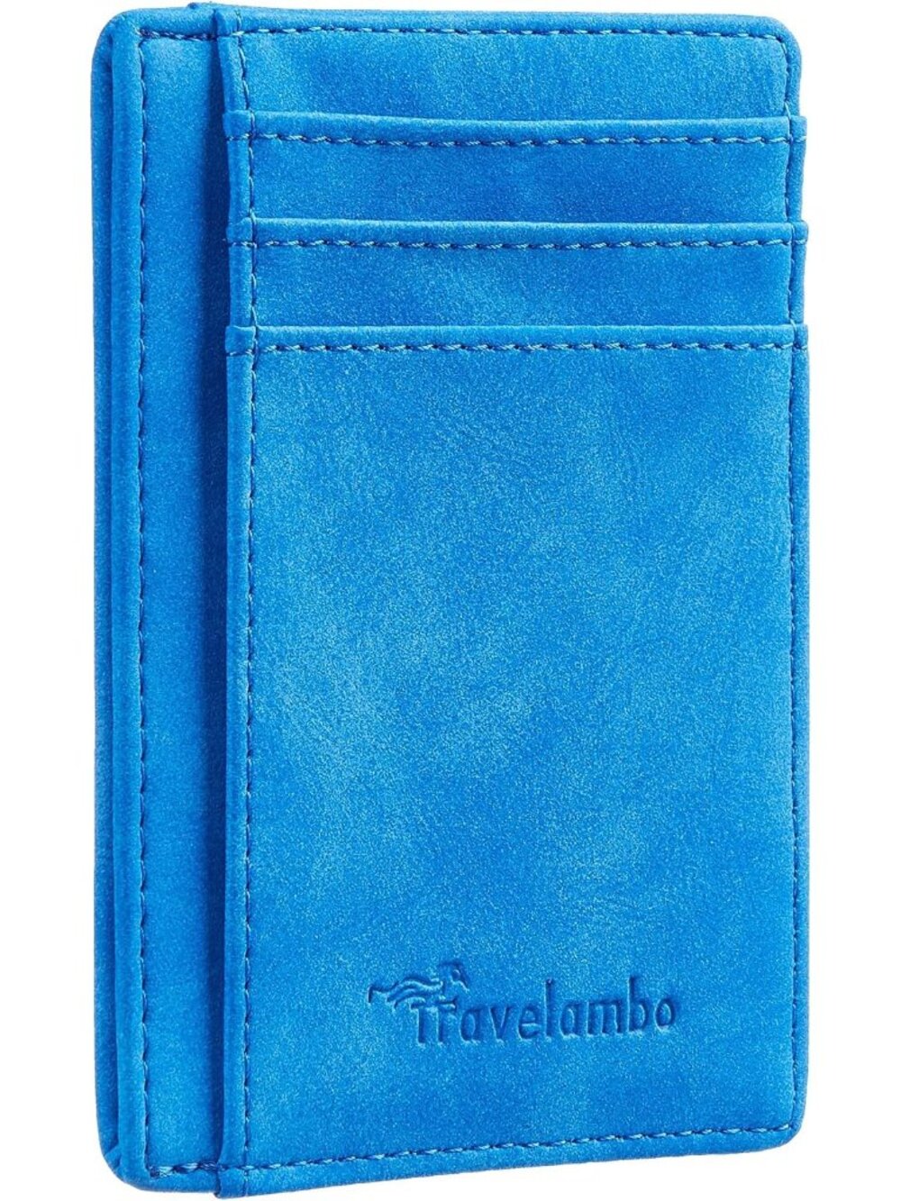 Men's Sky Blue Minimalist Leather RFID Blocking Size Front Pocket Slim Wallet